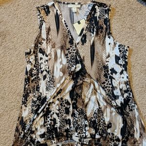 Dana Buchman Pleated Tank Top Animal Print (NWT)